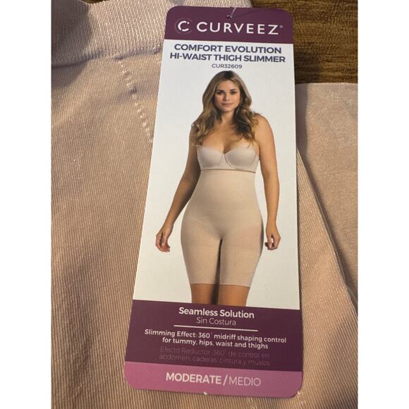 CURVEEZ COMFORT EVOLUTION HI WAIST THIGH SLIMMER SHAPER CONTROL SEAMLESS NUDE L - Picture 2 of 6